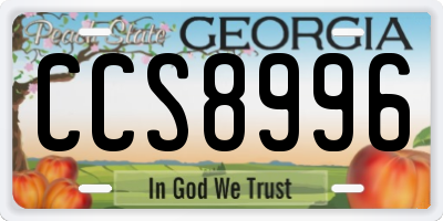 GA license plate CCS8996