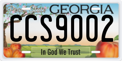 GA license plate CCS9002