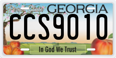 GA license plate CCS9010