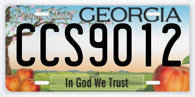 GA license plate CCS9012