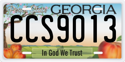 GA license plate CCS9013