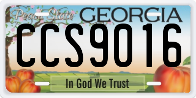 GA license plate CCS9016