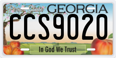 GA license plate CCS9020