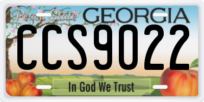 GA license plate CCS9022