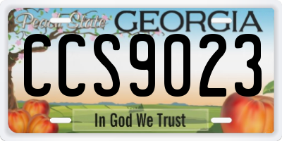 GA license plate CCS9023