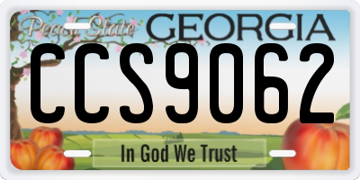 GA license plate CCS9062