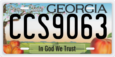 GA license plate CCS9063