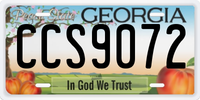 GA license plate CCS9072