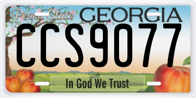 GA license plate CCS9077