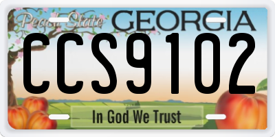 GA license plate CCS9102