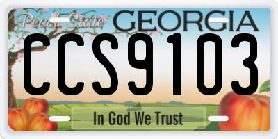 GA license plate CCS9103