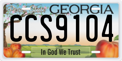 GA license plate CCS9104