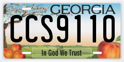 GA license plate CCS9110
