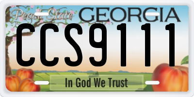 GA license plate CCS9111