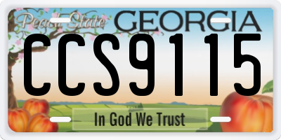 GA license plate CCS9115