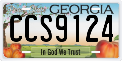 GA license plate CCS9124