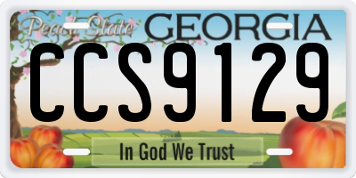 GA license plate CCS9129