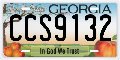 GA license plate CCS9132