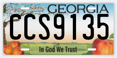 GA license plate CCS9135
