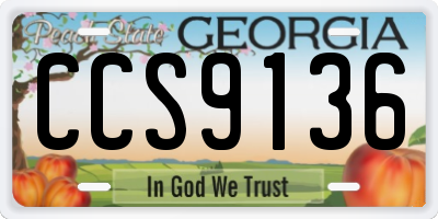 GA license plate CCS9136