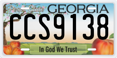GA license plate CCS9138