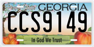 GA license plate CCS9149