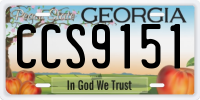 GA license plate CCS9151