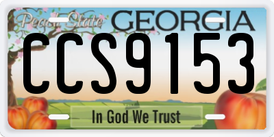GA license plate CCS9153