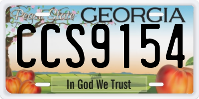 GA license plate CCS9154