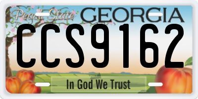 GA license plate CCS9162