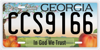 GA license plate CCS9166