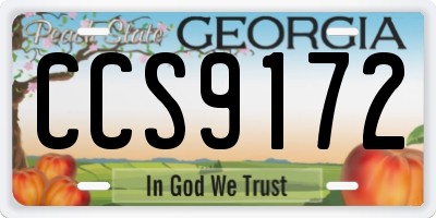 GA license plate CCS9172