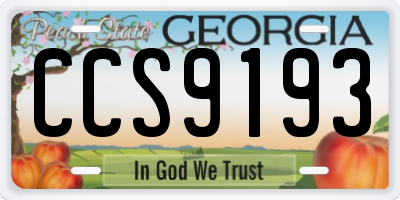 GA license plate CCS9193