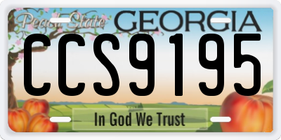 GA license plate CCS9195