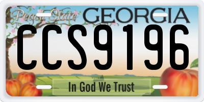 GA license plate CCS9196