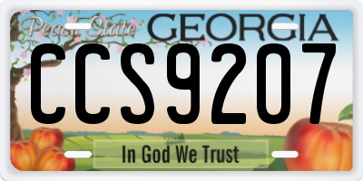 GA license plate CCS9207