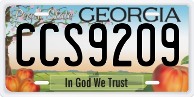 GA license plate CCS9209