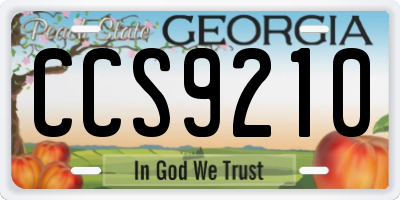GA license plate CCS9210