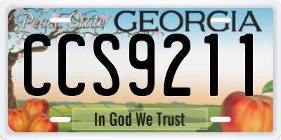 GA license plate CCS9211