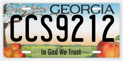 GA license plate CCS9212