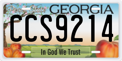 GA license plate CCS9214