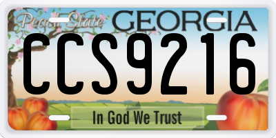 GA license plate CCS9216