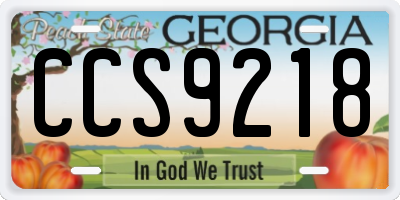 GA license plate CCS9218