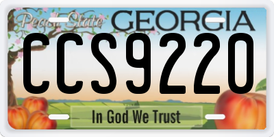GA license plate CCS9220