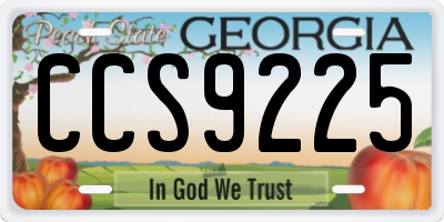 GA license plate CCS9225