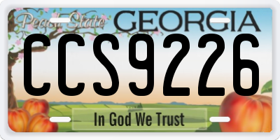 GA license plate CCS9226