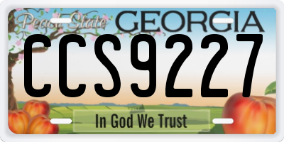 GA license plate CCS9227