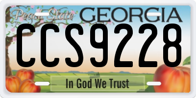 GA license plate CCS9228
