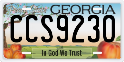 GA license plate CCS9230