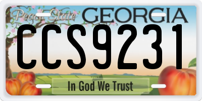 GA license plate CCS9231